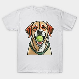 Labrador dog biting tennis ball in his mouth T-Shirt